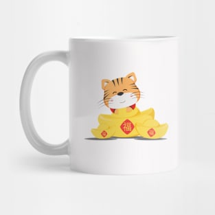 Tiger with Gold Mug